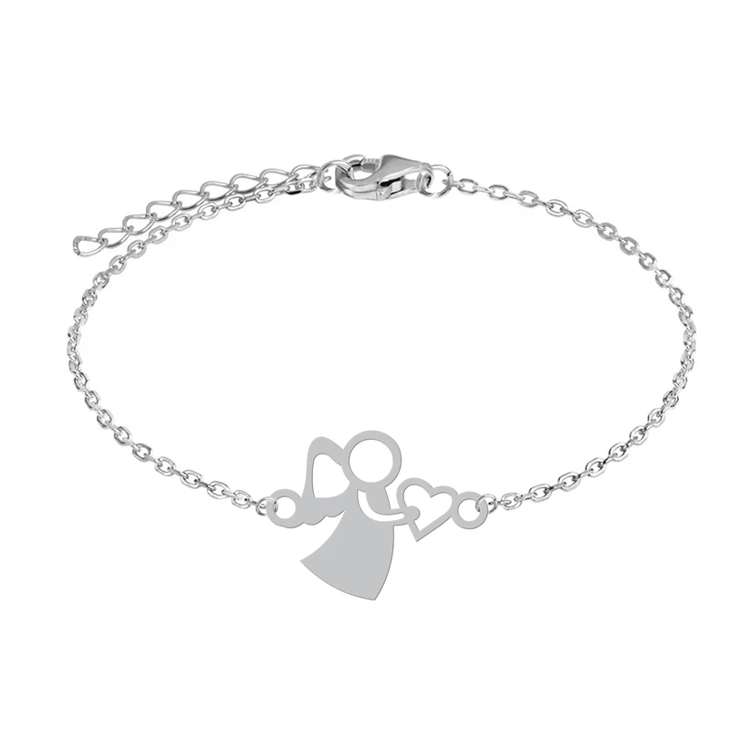 دستبند زنجیری زنانه هایکا طرح فرشته و قلب کد zd.h 354