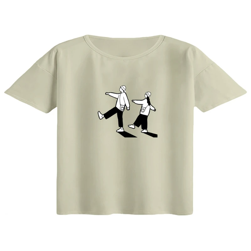 کراپ تی‌شرت آستین کوتاه زنانه مدل مینیمال کد 01