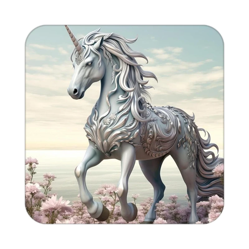 زیر لیوانی کاکتی طرح اسب تک شاخ و یونیکورن مدل mp32766