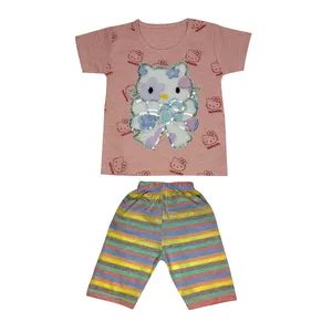 ست تی شرت و شلوارک دخترانه مدل کیتی کد 4