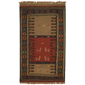 گلیم دستبافت یک و نیم متری کد 990434