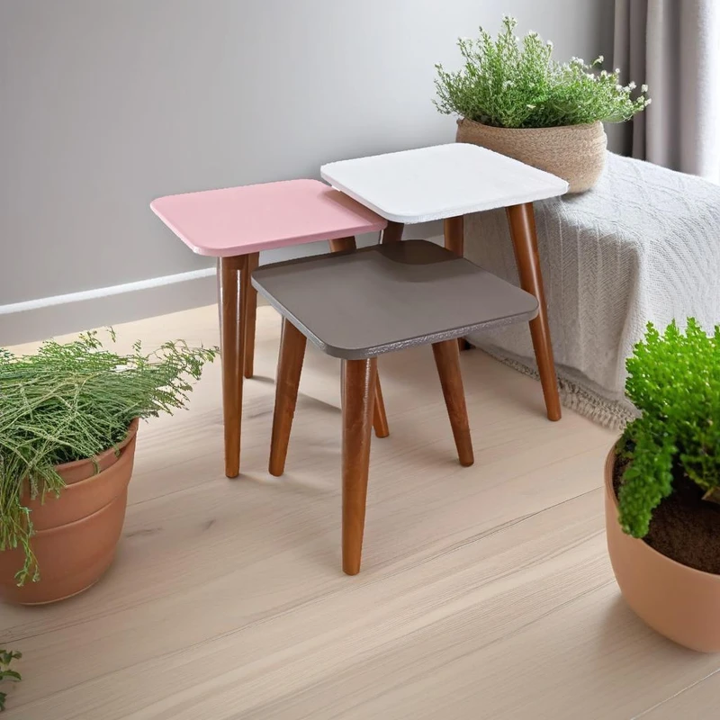 میز عسلی مدل لیون 322 کد 63 مجموعه 3 عددی