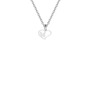 گردنبند نقره زنانه هایکا مدل قلب و پروانه کد n.ha2-58