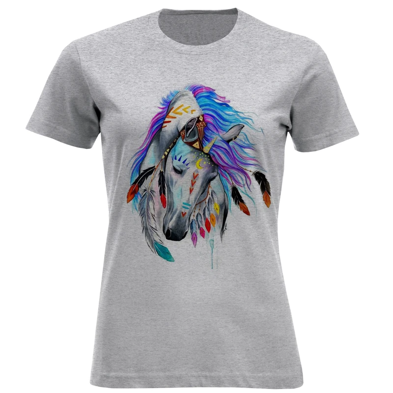 تیشرت آستین کوتاه زنانه طرح اسب کد W203