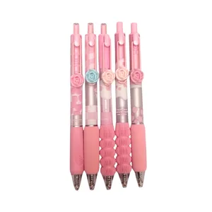 خودکار 0.5 میلی متری موکا مدل گریپ دار طرح گل برجسته بسته 5 عددی