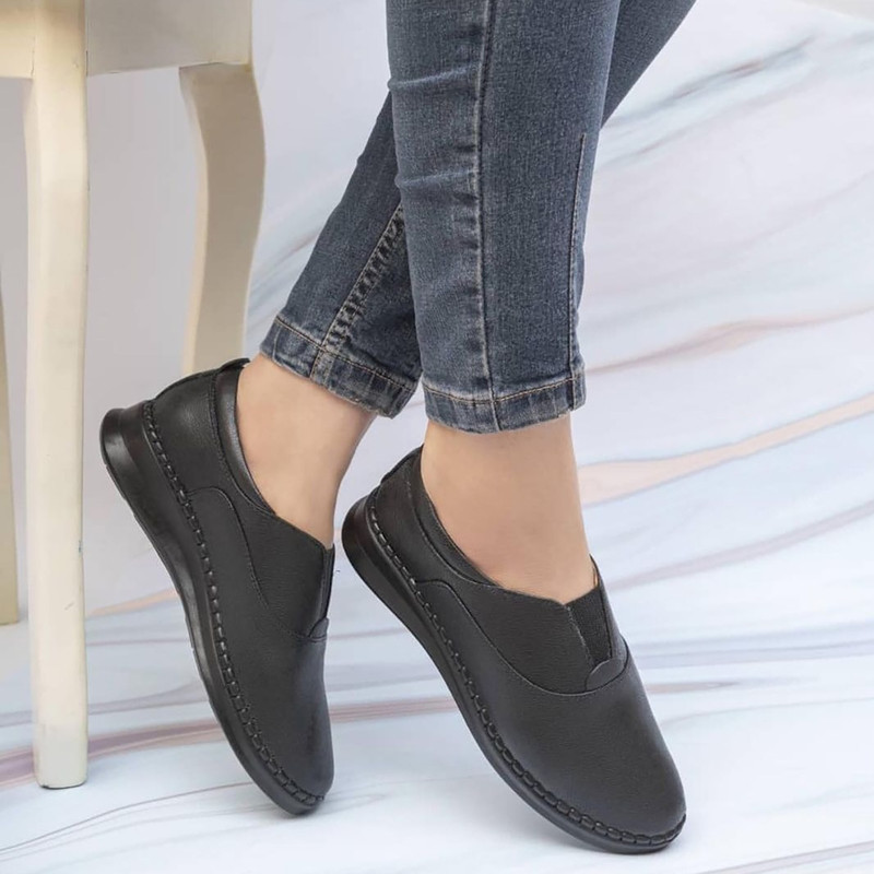 کفش طبی زنانه مدل چرم طبیعی کد 00149 رنگ مشکی