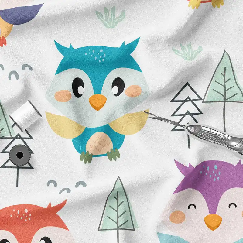 پارچه ملحفه پارچه باما مدل مخمل نوزادی طرح جغد کیوت  کد 5011401