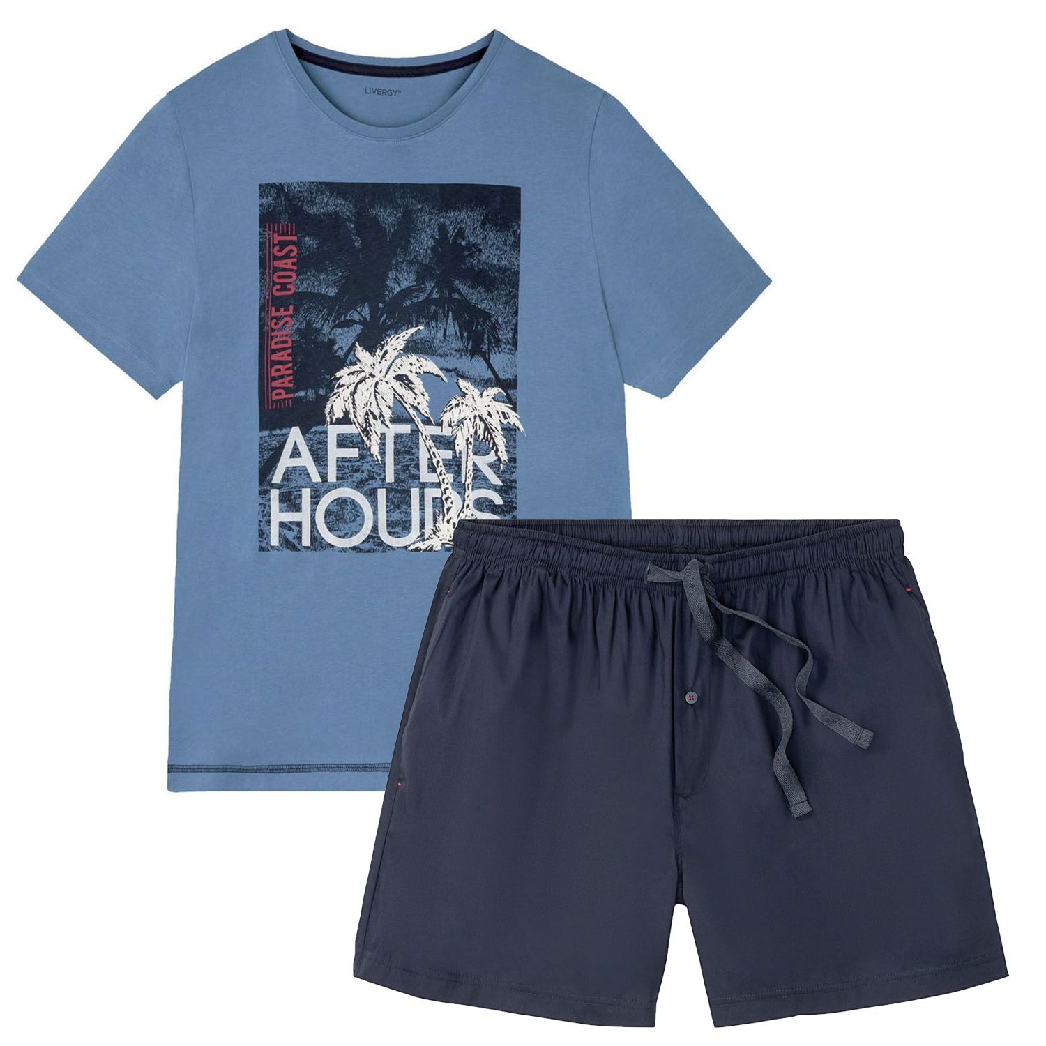 ست تی شرت و شلوارک مردانه لیورجی مدل ساحل سری PardaiseCoast2022  رنگ آبی