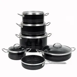 سرویس قابلمه و تابه گرانیت 11 پارچه آذین مدل لب پیچ 