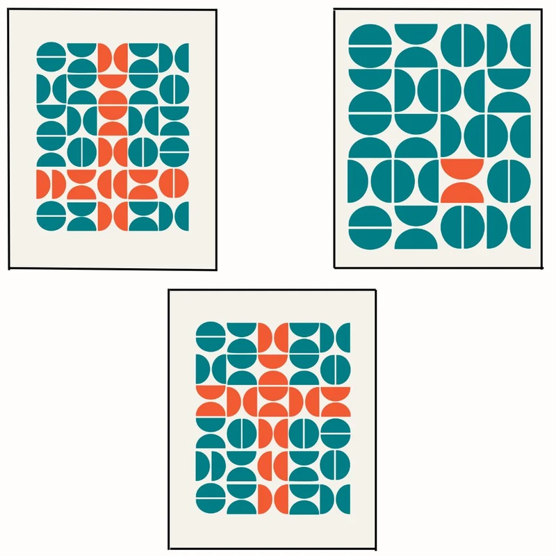 پوستر مدل مستربائوهاوس هنر هندسی-نیم دایره مجموعه 3 عددی