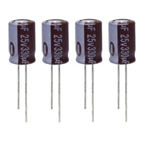 خازن الکترولیت 330 میکروفاراد 25 ولت آکسبوم مدل TEC-33125 بسته 4 عددی 