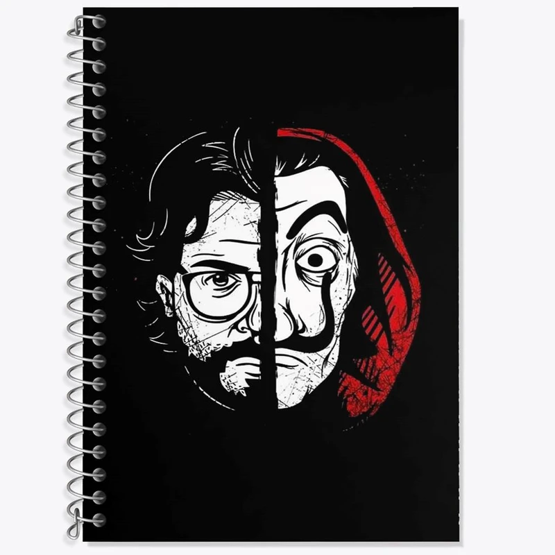 دفتر زبان 50 برگ خندالو مدل سه خط طرح پروفسور سریال Money Heist کد 3232