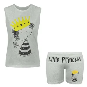 ست تاپ و شلوارک دخترانه مدل تاج