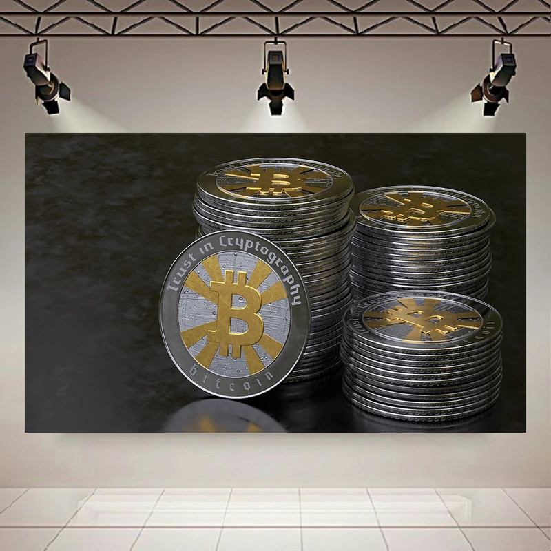 تابلو بوم طرح مخمل بیت کوین مدل اقتصاد دیجیتال کد AR304842