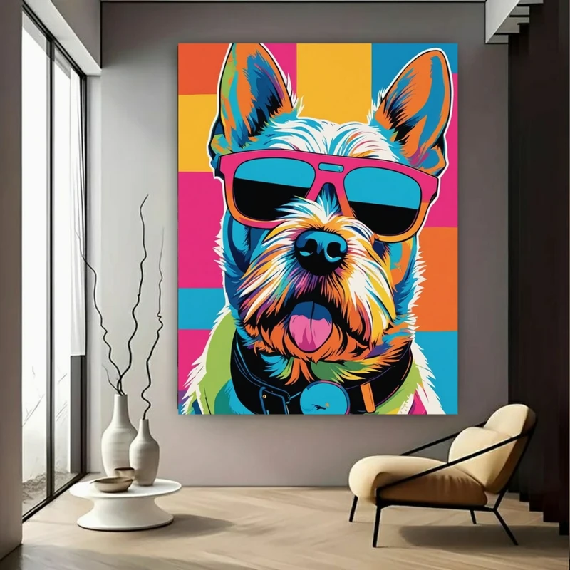 پوستر پارچه ای طرح مخمل حیوان پاپ مدل استایل خیابانی کد FP106453