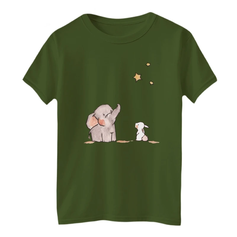 تی‌شرت لانگ آستین کوتاه بچگانه مدل فیل و خرگوش