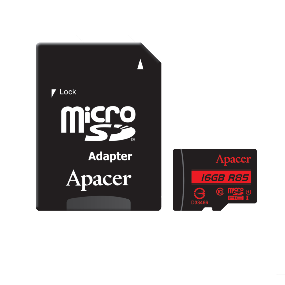 کارت حافظه microSDHC اپیسر مدل AP16G کلاس 10 استاندارد UHS-I U1 سرعت 85MBps ظرفیت 16 گیگابایت همراه با آداپتور SD