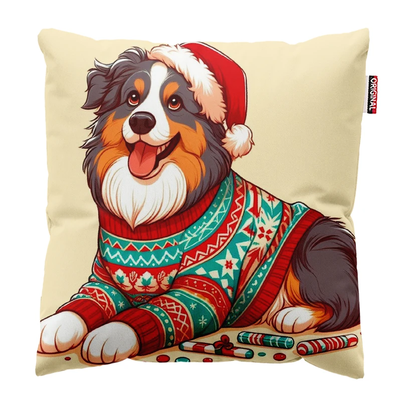 کوسن پاد آفرین مدل کریسمس طرح سگ کد PK402760 سایز 40*40 سانتی متر