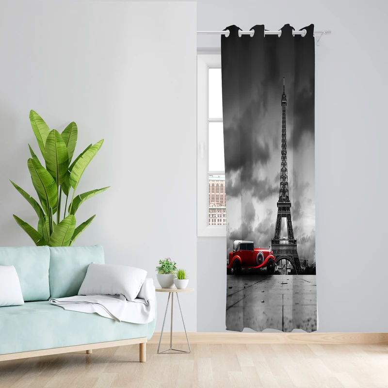 پرده طرح ایفل مدل مخمل پانچی کد L 1009L L Z سایز 140x200 سانتی متر