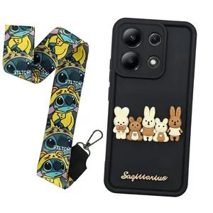 کاور مدل خرگوش طرح خانواده کد 05 مناسب برای گوشی موبایل شیائومی Redmi Note 13 (4G) به همراه بند آویز