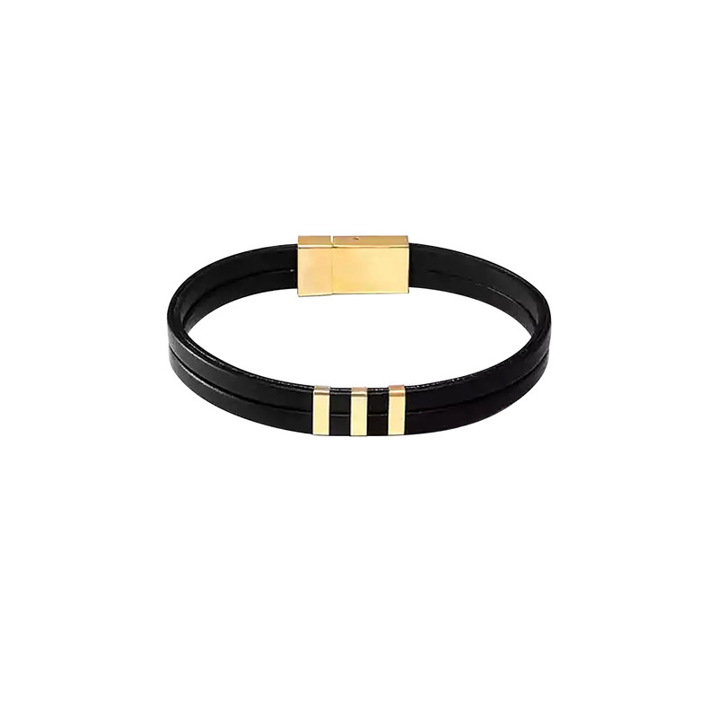 دستبند طلا 18 عیار مردانه مدل مینیمال 3 خط