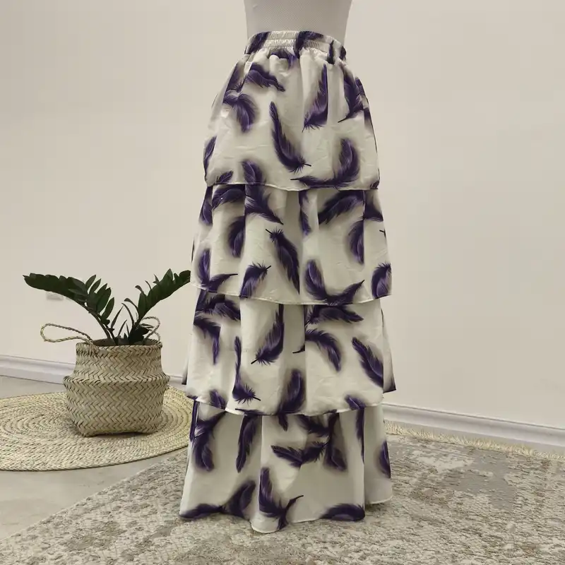 دامن چین‌دار زنانه مدل طبقه ای طاووس