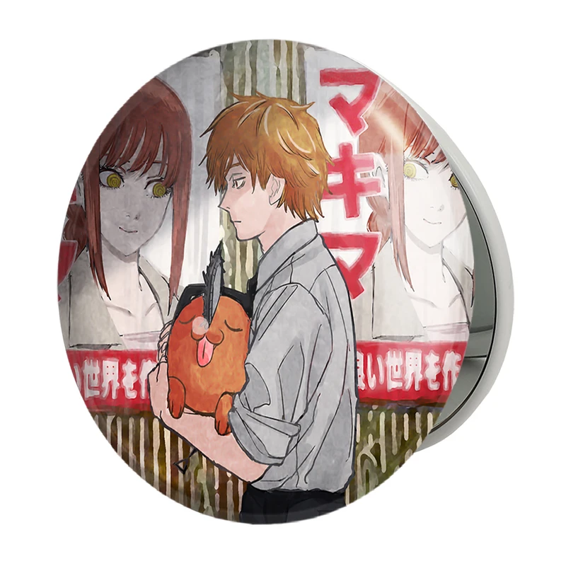 آینه جیبی خندالو طرح دنجی و پوچیتا انیمه مرد اره ای Chainsaw Man مدل تاشو کد 22336 