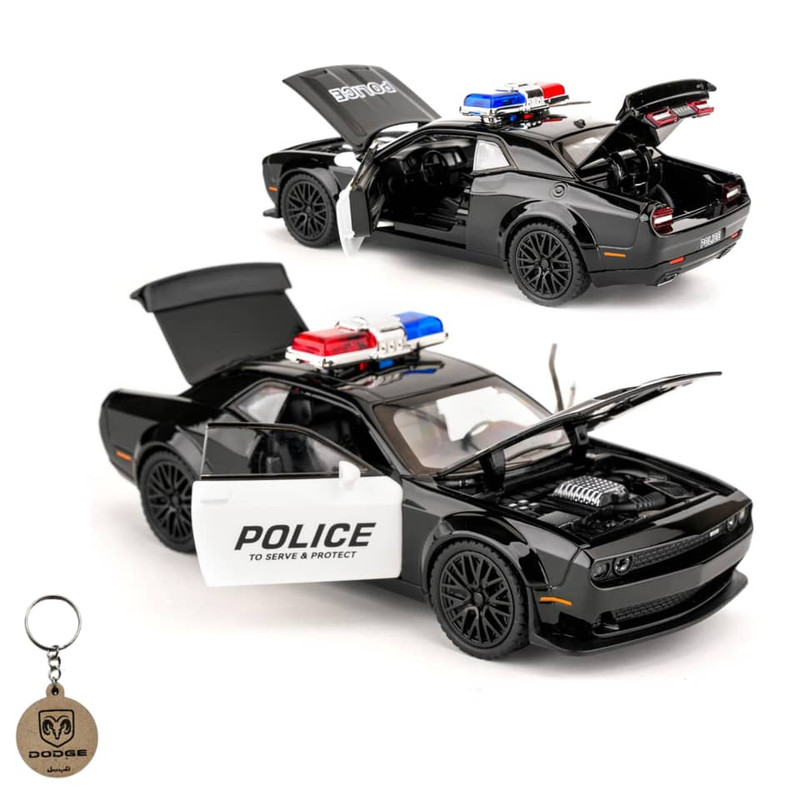ماکت ماشین ناب سل مدل دوج چلنجر هلکت پلیس فلزی همراه با جاسوییچی Dodge Challenger SRT Police