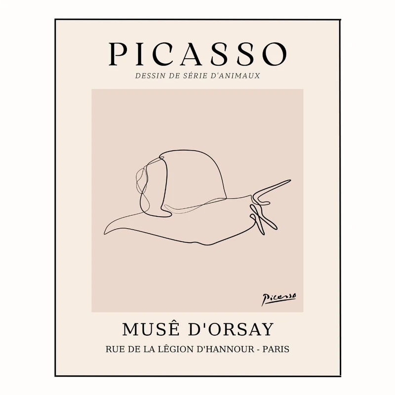 پوستر مدل وینتیج پیکاسو - نقاشی خطی حلزون