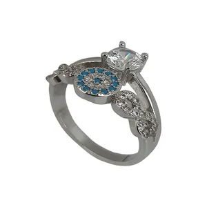 انگشتر زنانه مدل نگین و چشم نظر کد zrk-04