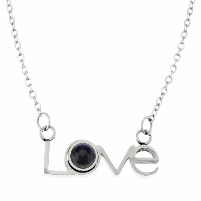 گردنبند زنانه برانت مدل نگین دوستت دارم به صد زبان دنیا لاو