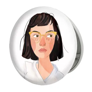 آینه جیبی خندالو طرح دخترونه مدل تاشو کد 6116 