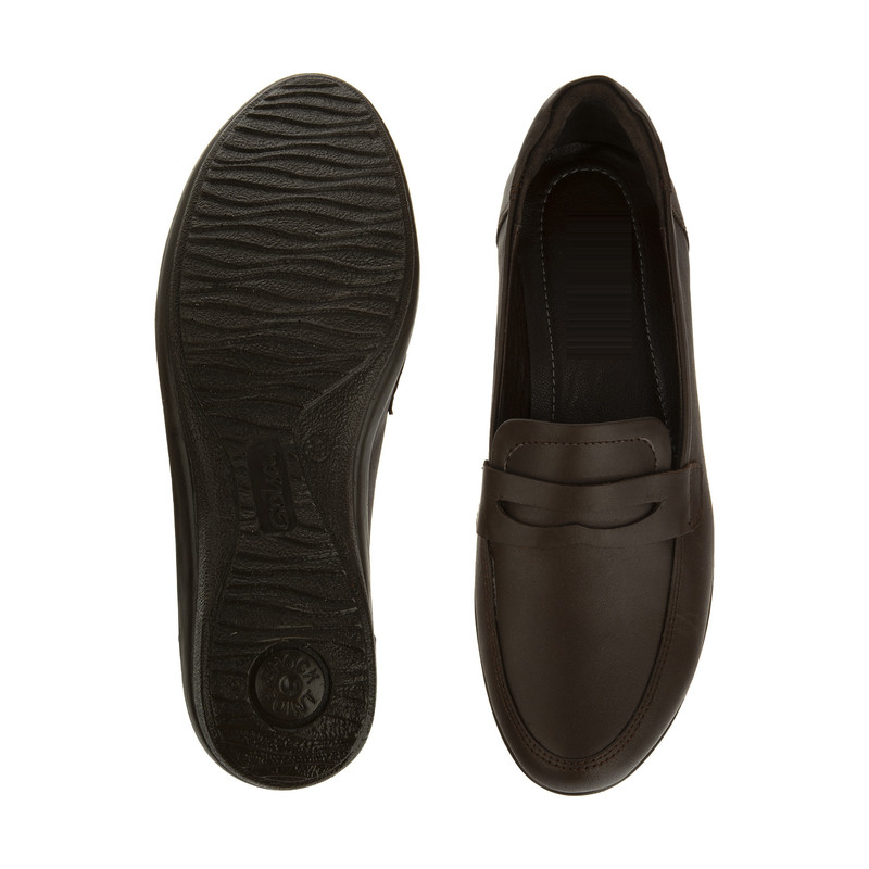 کفش روزمره زنانه مدل  چرم طبیعی کد GOL- 0077 رنگ قهوه ای تیره