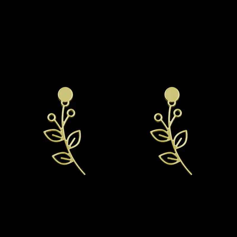 گوشواره طلا 18 عیار زنانه مدوپد مدل برگ کد GA1-15989