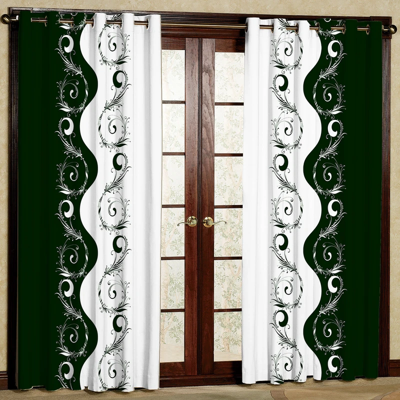  پرده بارمان دکور طرح حاشیه دار مدل هازان پانچی کد 01-4300 W سایز 140x280 سانتی متر