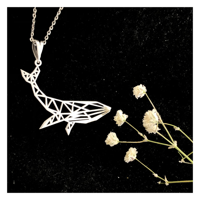 گردنبند نقره زنانه مدل نهنگ اوریگامی کد G-78 گردنبند نقره زنانه مدل نهنگ اوریگامی کد G-78