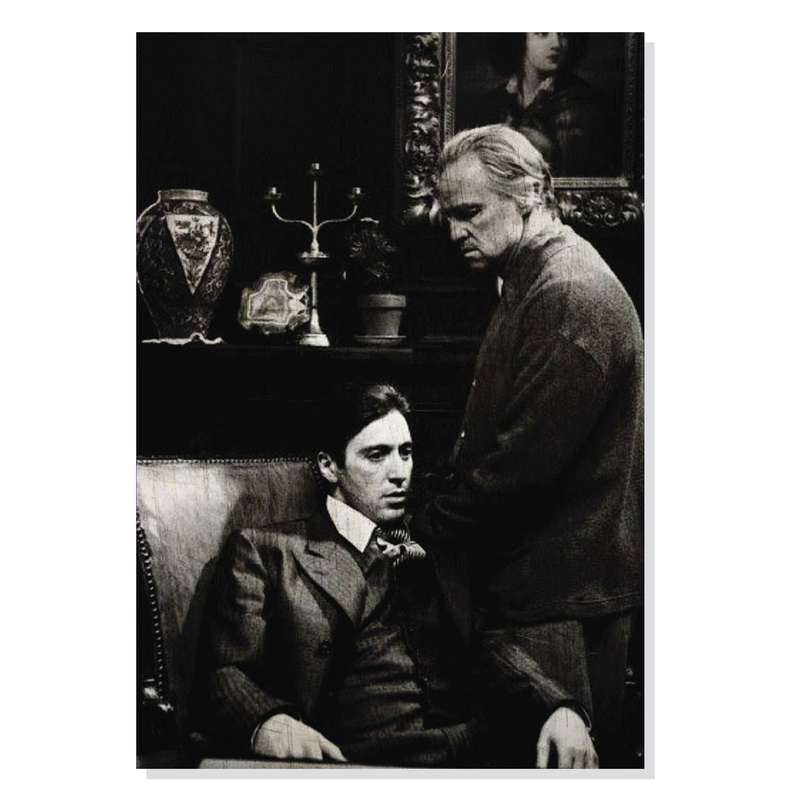 تابلو شاسی طرح فیلم پدرخوانده مارلون براندو و آل پاچینو Godfather Marlon Brando Al Pacino مدل M0450 تابلو شاسی طرح فیلم پدرخوانده مارلون براندو و آل پاچینو Godfather Marlon Brando Al Pacino مدل M0450
