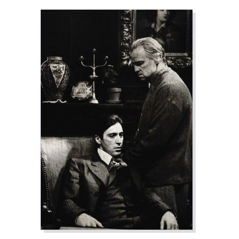 تابلو شاسی طرح فیلم پدرخوانده مارلون براندو و آل پاچینو Godfather Marlon Brando Al Pacino مدل M0450 تابلو شاسی طرح فیلم پدرخوانده مارلون براندو و آل پاچینو Godfather Marlon Brando Al Pacino مدل M0450