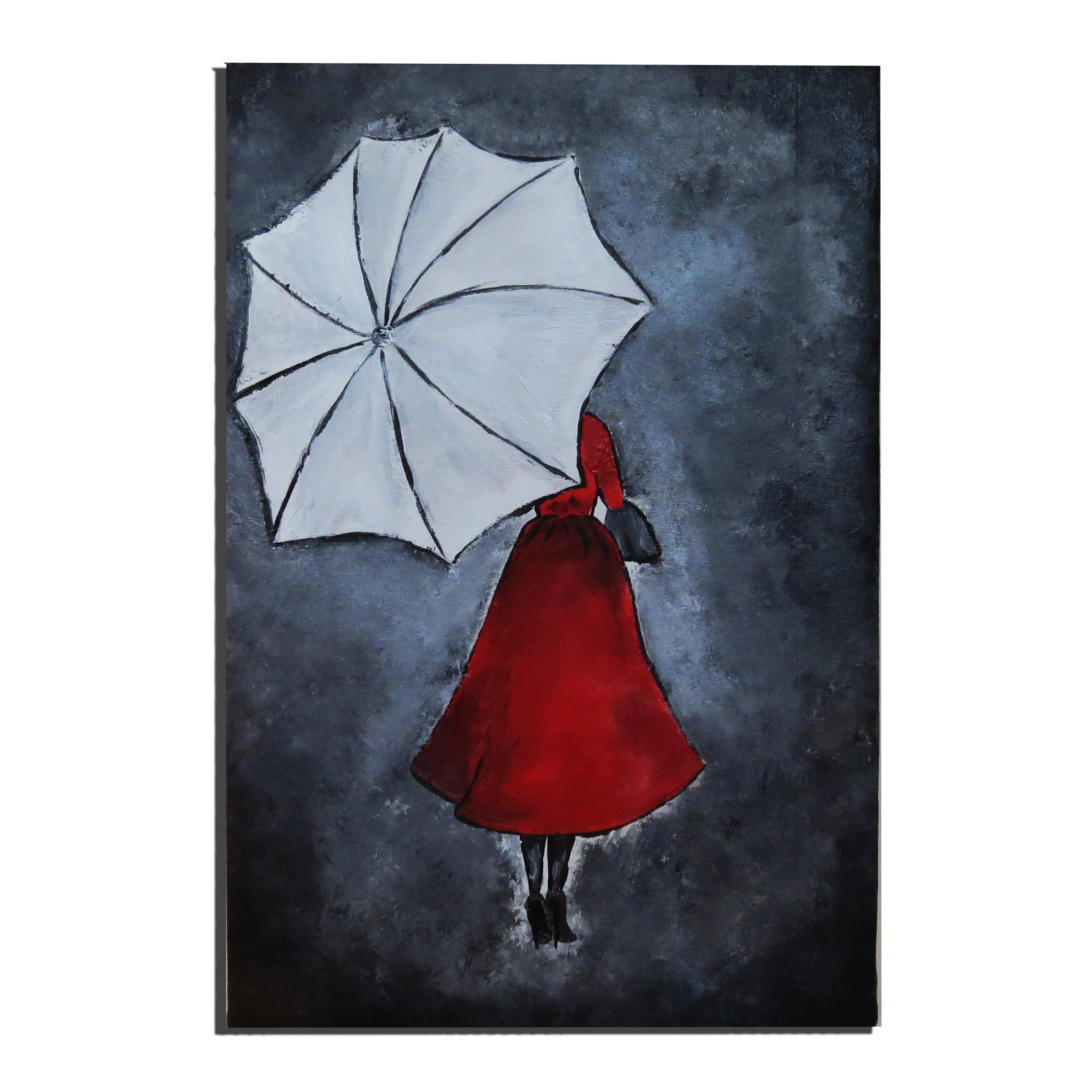 تابلو نقاشی اکریلیک مدل دختری زیر باران