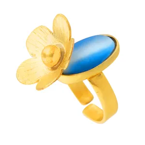 انگشتر زنانه گالری عزیزی طرح گل مدل 14653