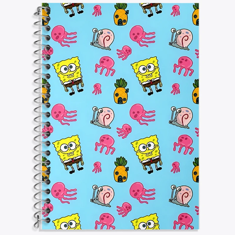 دفتر زبان 50 برگ خندالو مدل دو خط طرح پترن باب اسفنجی کد N5268