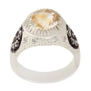 انگشتر نقره مردانه بازرگانی میلادی مدل رکاب قلمزنی دستساز کد AM_2429