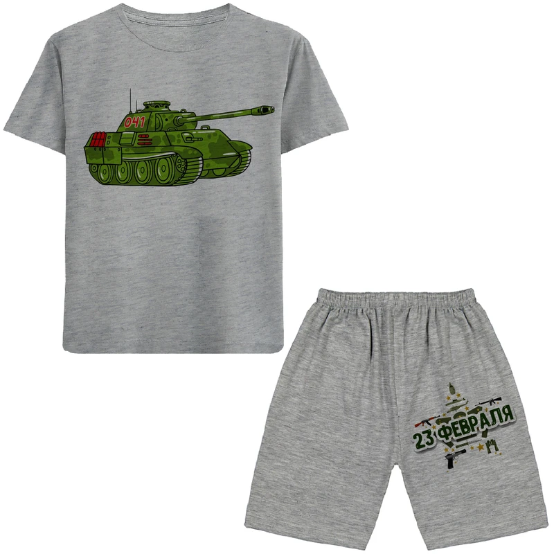 ست تی شرت و شلوارک پسرانه مدل تانک کد A14