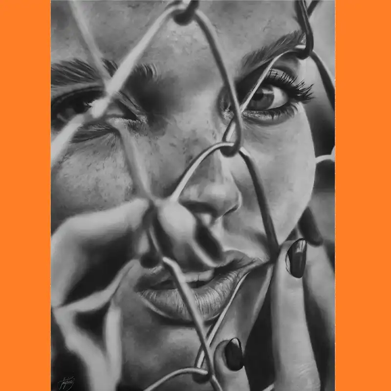 نقاشی سیاه قلم طرح رها کد 140114