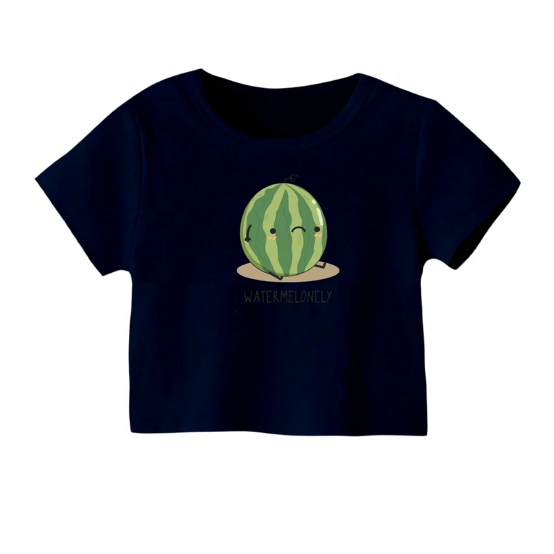 کراپ‌ تی‌شرت آستین کوتاه زنانه مدل هندوانه یلدایی کد 48