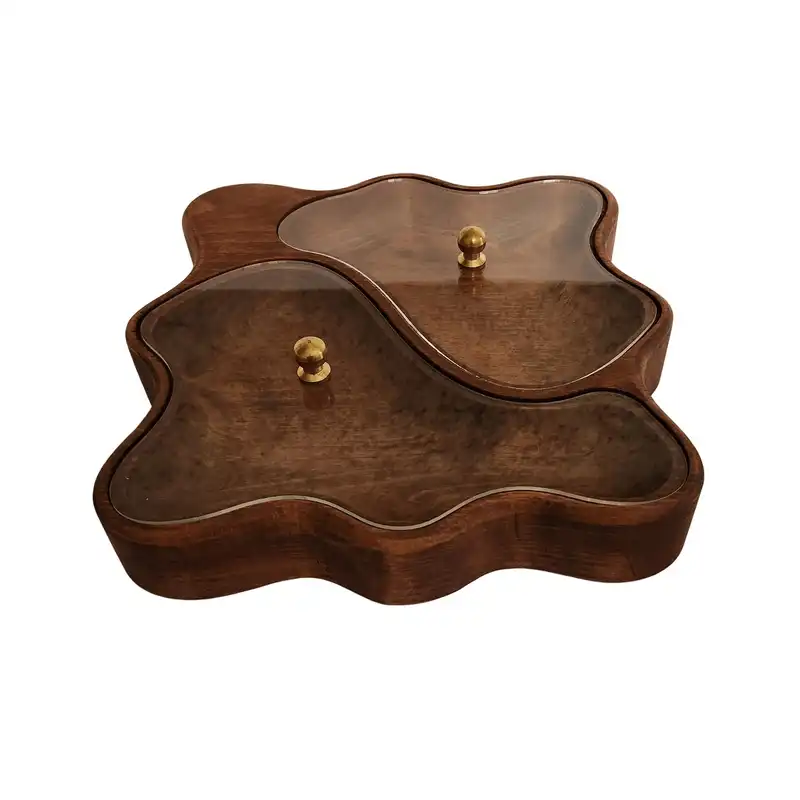 ظرف پذیرایی چوبی گردوچ مدل مارپیچ کد DK - 2500