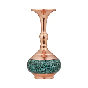 گلدان فیروزه کوبی مسی مدل شلغمی کد 20
