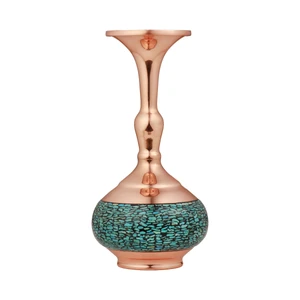 گلدان فیروزه کوبی مسی مدل شلغمی کد 20