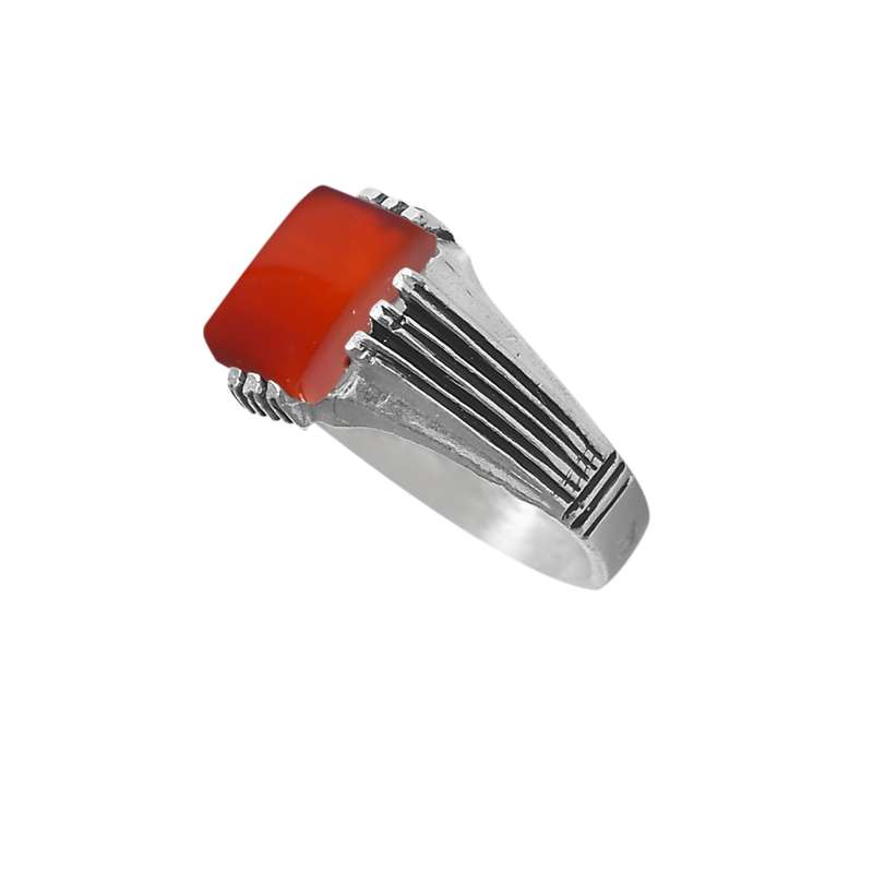 انگشتر نقره مردانه نقره جات لطفی مدل عقیق کد ANMS019E01