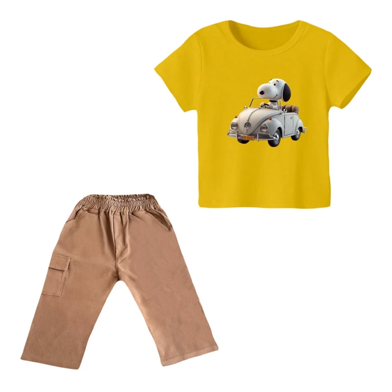 ست تی شرت و شلوارک پسرانه مدل اسنوپی کد ۸